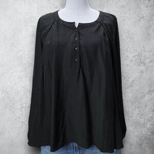 Alice & UO Top Womens Large Black Peasant Popover Blouse - Urban Outfitters